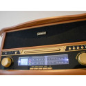 Wooden retro turntable with bluetooth, AM/FM radio, USB encoding, CD player, cassette player, and bu