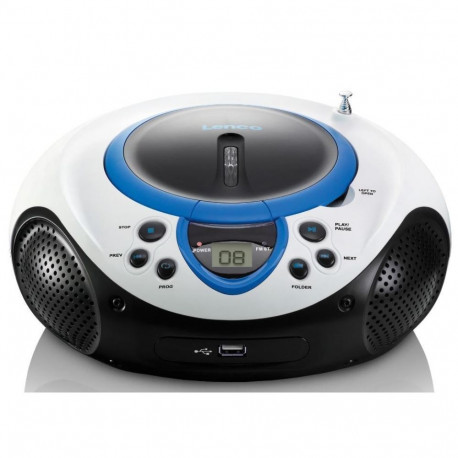 Portable FM radio CD and USB player Lenco, blue