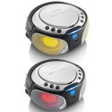 Portable FM radio CD/MP3/USB/bluetotth player with led lighting Lenco, silver