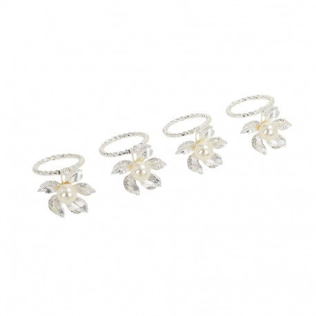 Napkin rings GLAMOR 4pcs, pearl/flower