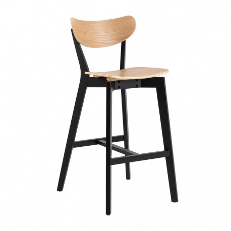 Baaritool ROXBY naturaalne/must, 45x49xH105cm, tammespoon, puit