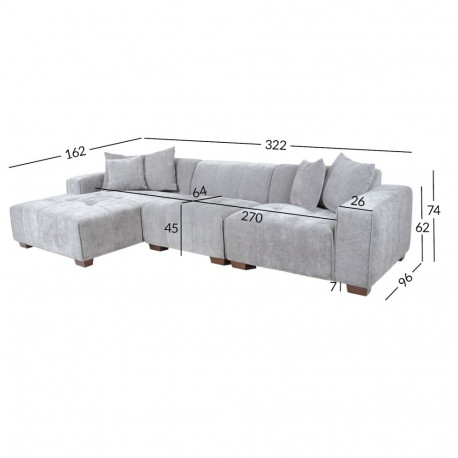 Corner sofa DAHLIA LC, light grey