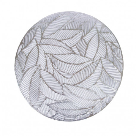 Placemat ROUND LEAF D38cm, silver
