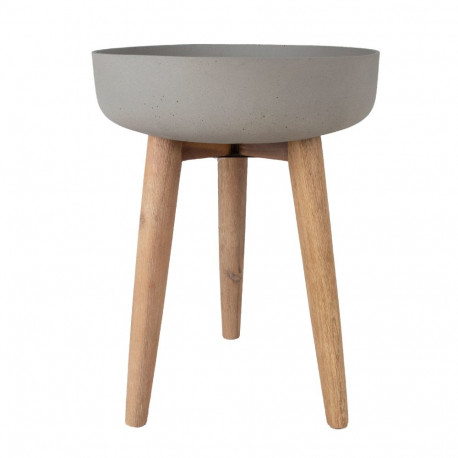 Lillepott SANDSTONE puidust jalgadega D39xH51cm, hall