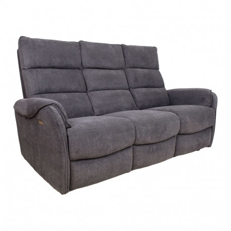 Recliner sofa BOWERS 3-seater with electric mechanism, bluish grey