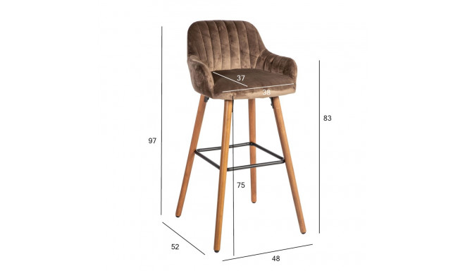 Baaritool ARIEL 48x52xH97cm, pruun