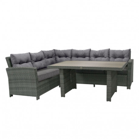 Garden furniture set PAVIA table, corner sofa, dark grey