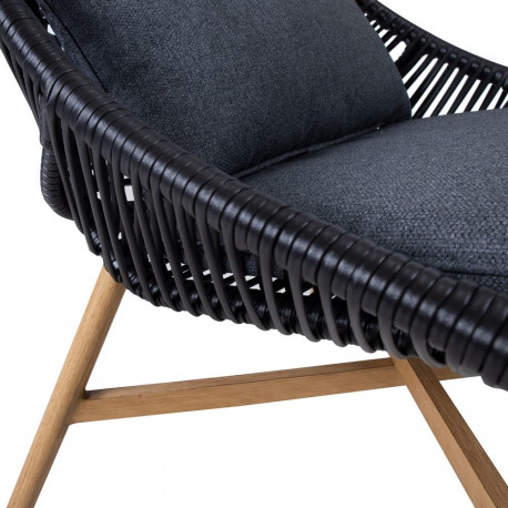 Aiamööblikomplekt HELSINKI diivan, 2 tooli ja 2 lauda, must