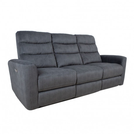 Recliner sofa GASTON 3-seater with electric mechanism, grey velvet