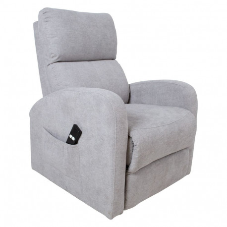Recliner armchair BARNY with electric lifting mechanism, light grey