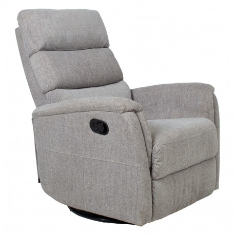 Recliner armchair BARCLAY with swinging and rotating manual mechanism, light grey