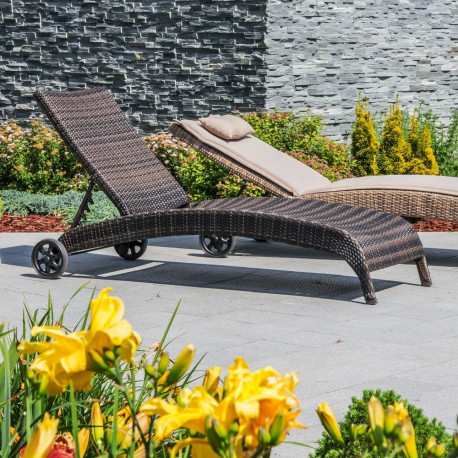 Lamamistool WICKER 73x196xH99cm, tumepruun, alumiinium, plastikpunutis