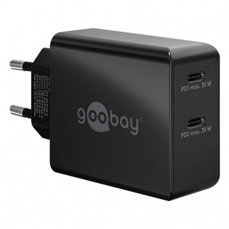 USB-C kahepordiline kiirlaadija 36W Power Delivery, must
