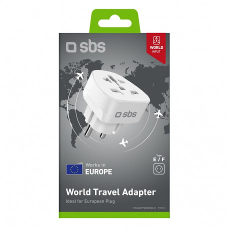 SBS Shucko/EU Travel Adapter - Universal - White