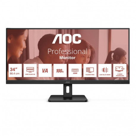 AOC arvutimonitor E2 U34E2M/BK 86.4cm (34") 3440 x 1440 pixels UltraWide Quad HD LED, must