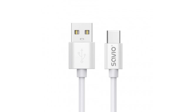 USB-kaabel 2 m USB 2.0, USB A - USB C valge SAVIO CL-168