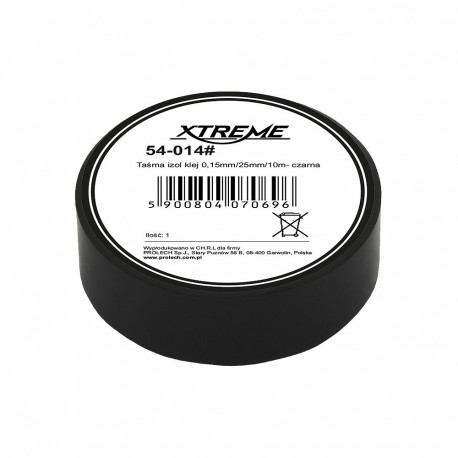 54-014# Taśma izolacyjna klejąca 0,15mm/25mm/10m - czarna (10 tk.)