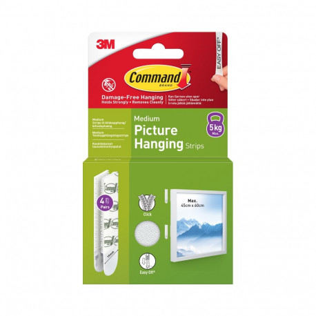 3M Command kinnitusribad keskmised 4 komplekti, valge