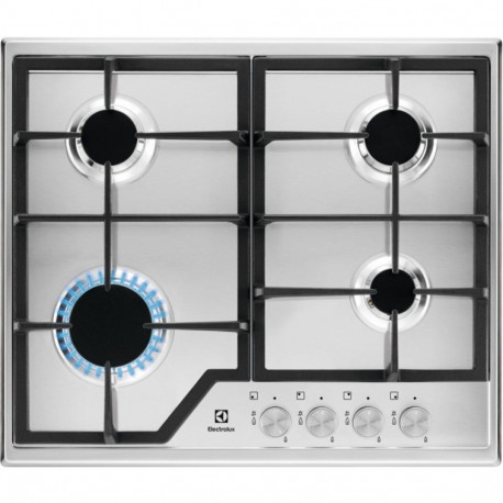 The Electrolux EGS6426SX is a 60cm built-in gas hob from the 600 series, known for 