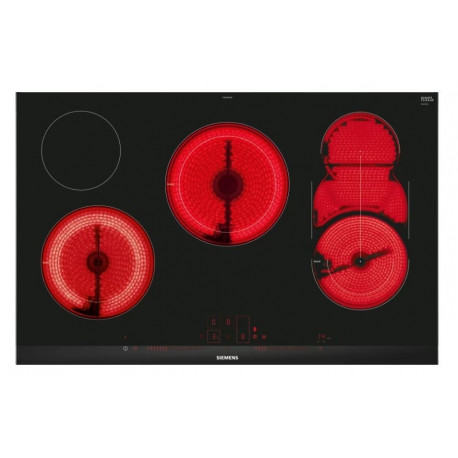 The Siemens iQ500 ET875LMP1D is a high-end 80 cm ceramic (radiant) hob known for it