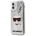 Karl Lagerfeld KLHCP12SLCGLSL iPhone 12 mini 5.4" hõbedane kõvakate Liquid Glitter Choupette