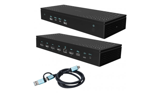 i-tec universaalne 5x 4K/60Hz ekraani dokk 2xDP 3xHDMI LAN 2.5Gbps audio 2x USB-C Power Delivery 100
