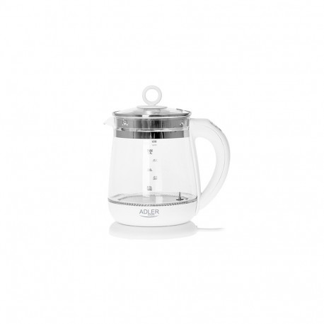 Adler | Kettle | AD 1299 | Electric | 2200 W | 1.5 L | Glass | 360° rotational base | White
