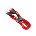 Kaabel USB2.0 pistik - IP-Lightning, 0.5m, QC3.0, 2.4A, nailonist, punane / must, BASEUS