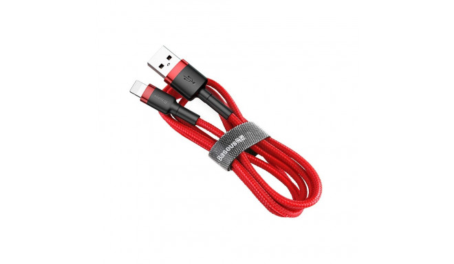 Kaabel USB2.0 pistik - IP-Lightning, 0.5m, QC3.0, 2.4A, nailonist, punane / must, BASEUS