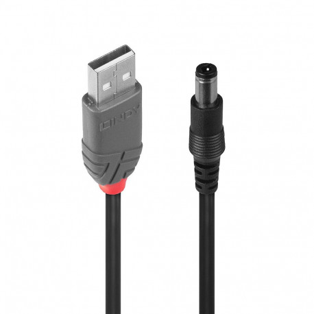 USB Cable - LINDY USB 2.0 Type A to 5.5mm DC Cable, 1.5 m, Black