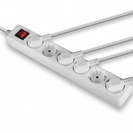 Power Extension Cord - Lindy 6-Way Schuko 1.4m White