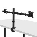 Dual Adjustable Display Mount - Black Mounts up to two display monitors to a work station