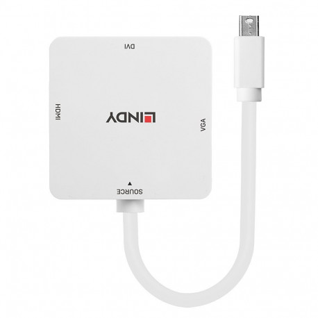 Adapter - LINDY Mini DisplayPort 1.2 to HDMI, VGA & DVI-D Active Adapter Converter, 3840x2160 30Hz, 
