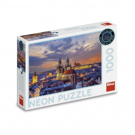 Dino neoonpusle 1000 tk: vaade Praha lossile
