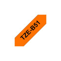 Kleepkirjalint Brother TZE-B51 oranz, must tekst, laius 24mm