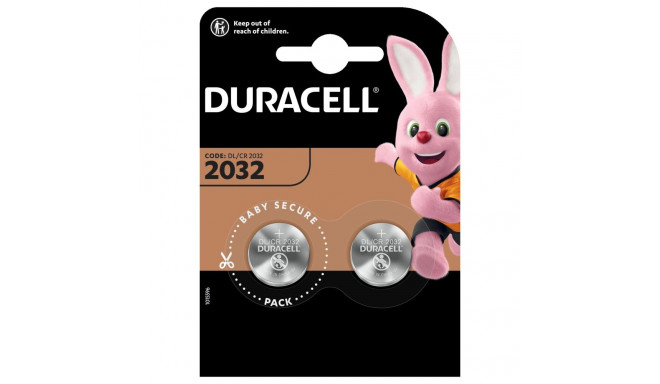 Patareid Duracell DL2032/CR2032, 2 patareid, 3V Lithium 225mAh diam 20mm h 3.2mm
