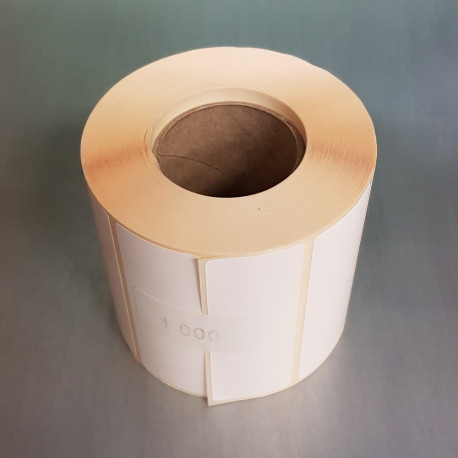 Etikett TERMOSIIRE 76x27 rullis 1000tk, masinale Zebra GC420T, materjal transfer-matt, hülss 41mm, (