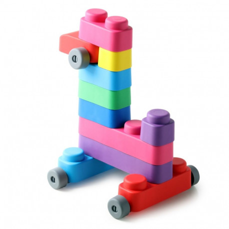 Gerardo's Toys Pehmete klotside komplekt + rattad 33 tk