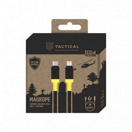 Tactical MagRope USB-C|Lightning 1m must| kollane