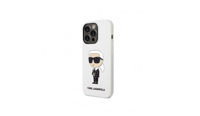 Karl Lagerfeld kaitseümbris Apple iPhone 14 Pro Liquid Silicone Ikonik NFT Case, valge