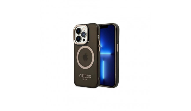 Guess Guess GUHMP14LHTCMK iPhone 14 Pro 6.1" black/black hard case Gold Outline Translucent MagSafe