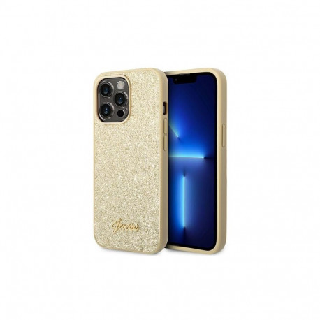 Guess Guess Glitter Script Case for iPhone 14 Pro - Gold