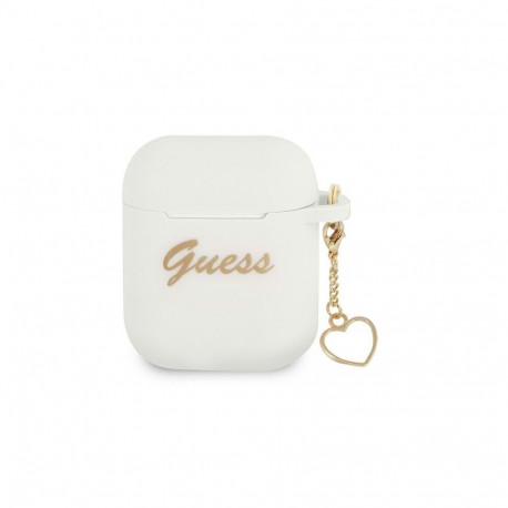 Guess Guess GUA2LSCHSH AirPods 1/2 cover white/white Silicone Charm Heart Collection