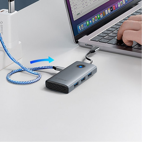 Orico Orico PW11-6P USB-C Hub Docking Station 3x USB-A 3.0 + 1x USB-C 2.0 + 1x HDMI - Gray