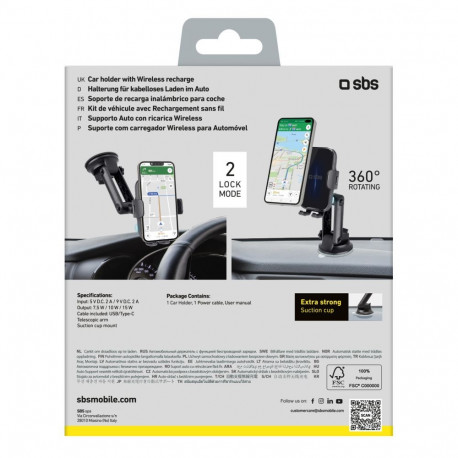 SBS SBS TESUPEXTWIR15W 15W Wireless Charger Holder - Black