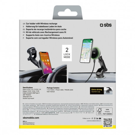 SBS SBS TESUPMAGEXTWIR15W Telescopic Smartphone Holder with Wireless Charger, MagSafe Compatible, fo