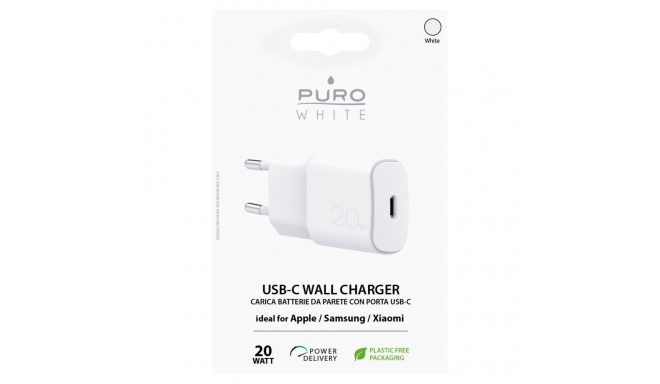 Puro Elektrik Puro White 20W Power Delivery USB-C Wall Charger - White