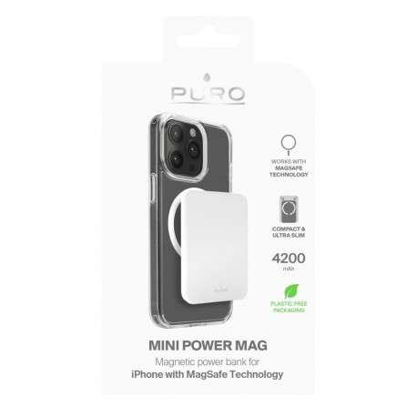 Puro Elektrik Puro Slim Power Mag 4200mAh Power Bank with MagSafe USB-C - White