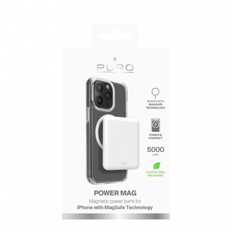 Puro Elektrik Puro Power Mag 5000mAh Powerbank with MagSafe USB-C - White