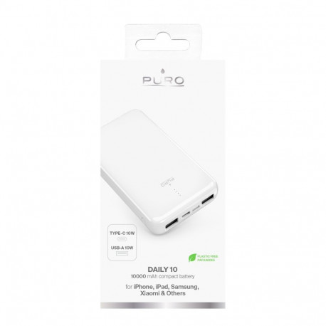 Puro Elektrik Powerbank Puro White 10000mAh 12W 2xUSB-A + USB-C - white